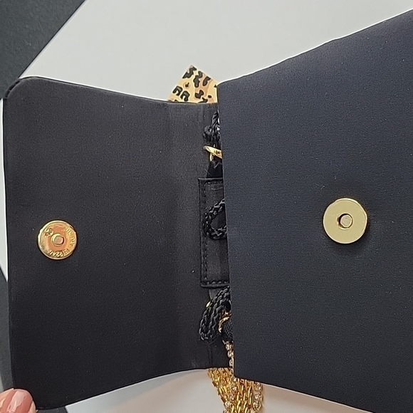 Vintage Kenneth Jay Lane Evening Bag Black Gold Rhinestones Crossbody or clutch - Picture 5 of 16